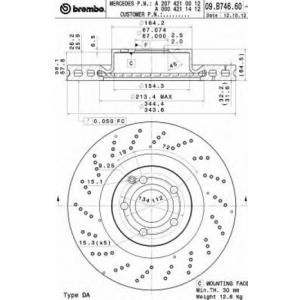 спирачен диск BREMBO 09.B746.61