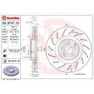 спирачен диск BREMBO 09.B747.51