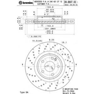спирачен диск BREMBO 09.B807.51