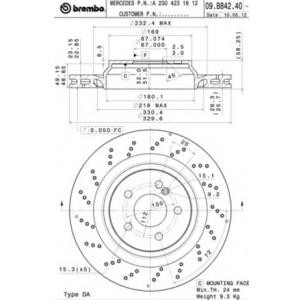 спирачен диск BREMBO 09.B842.41