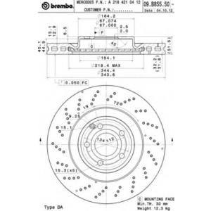 спирачен диск BREMBO 09.B855.51