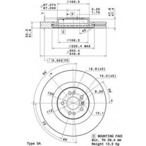 спирачен диск BREMBO 09.R103.11 