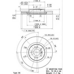 спирачен диск BREMBO 09.R104.11 