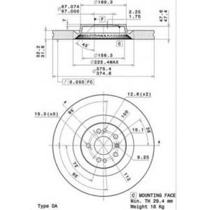 спирачен диск BREMBO 09.R105.11 