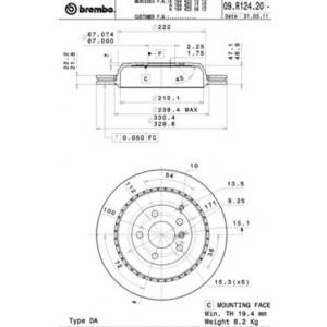 спирачен диск BREMBO 09.R124.21
