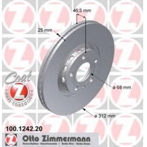 спирачен диск ZIMMERMANN 100.1242.20 