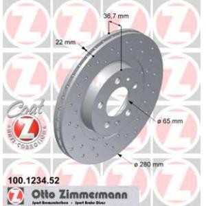спирачен диск ZIMMERMANN 100.1234.52 