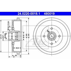 спирачен барабан ATE 24.0220-0018.1