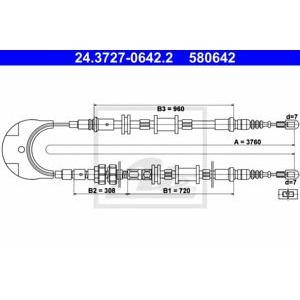 жило за ръчна спирачка ATE 24.3727-0642.2 