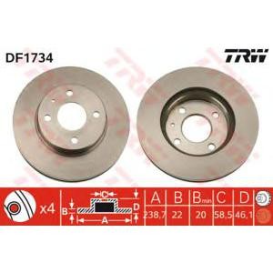 спирачен диск TRW DF1734 