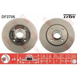 спирачен диск TRW DF2706