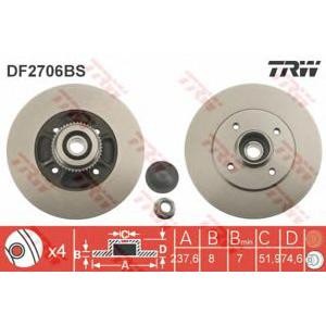 спирачен диск TRW DF2706BS 