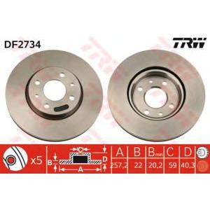 спирачен диск TRW DF2734 