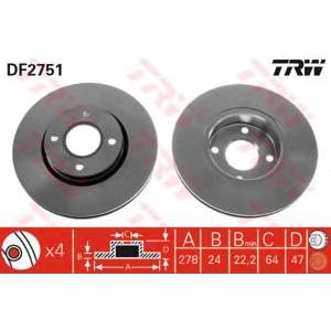 спирачен диск TRW DF2751