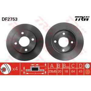 спирачен диск TRW DF2753 