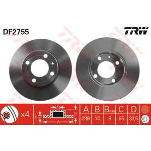 спирачен диск TRW DF2755 