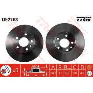 спирачен диск TRW DF2763