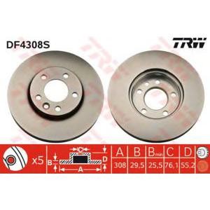 спирачен диск TRW DF4308S 