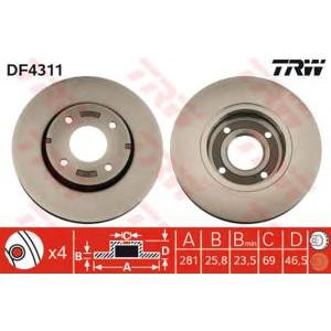 спирачен диск TRW DF4311