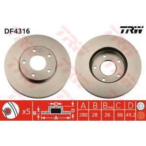 спирачен диск TRW DF4316 