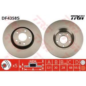спирачен диск TRW DF4358S 
