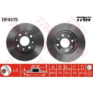 спирачен диск TRW DF4375 