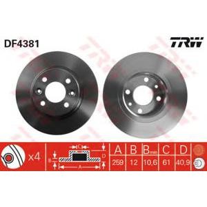 спирачен диск TRW DF4381 