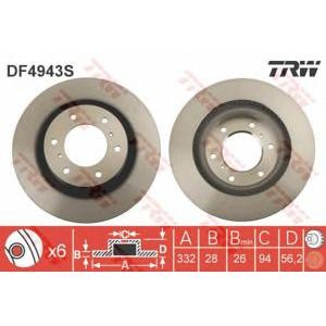 спирачен диск TRW DF4943S 