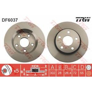 спирачен диск TRW DF6037