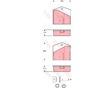 комплект феродо за накладки, дискова ръчна спирачка TRW GDB1640 