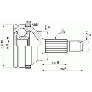 комплект каре за полуоска OPEN PARTS CVJ5358.10 