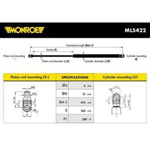 амортисьор за преден капак MONROE ML5422 