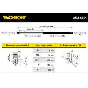 амортисьор за преден капак MONROE ML5689 